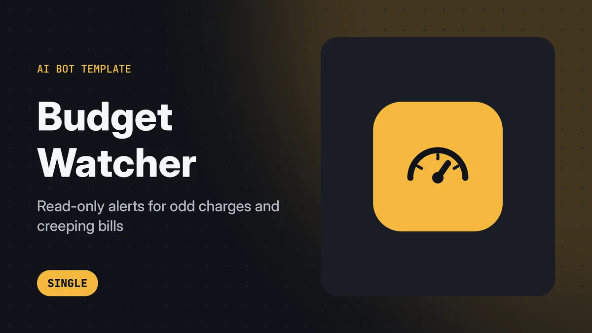 Budget Watcher banner with a read-only spending summary