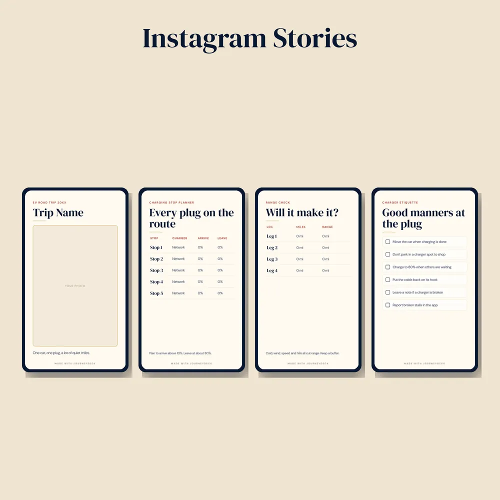 EV Road Trip Story designs