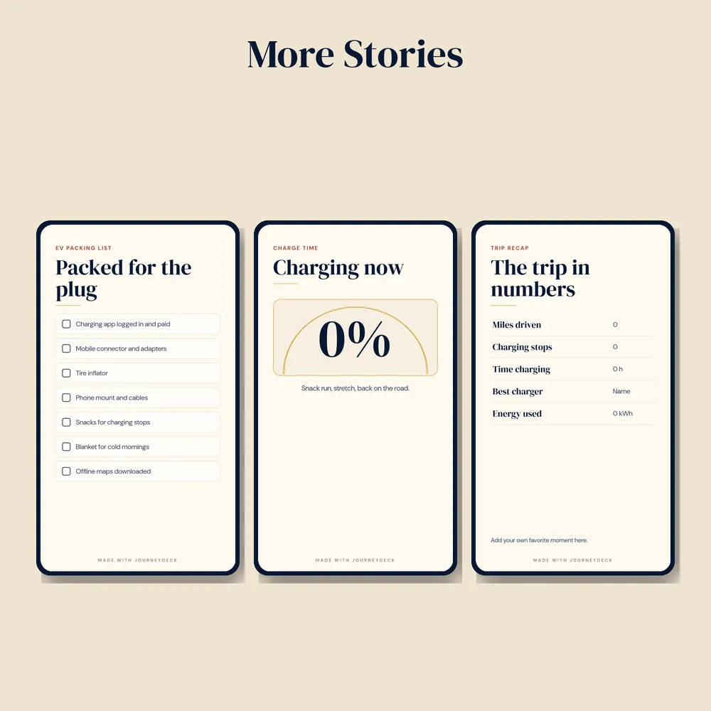 More EV Road Trip Story designs
